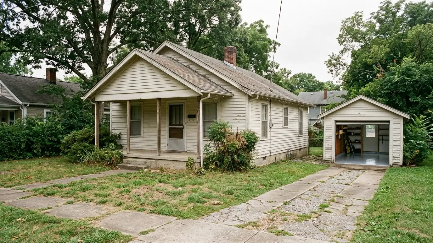 A Old Hickory, Tennessee home with the garage door open showing a glossy coated flake floor inside