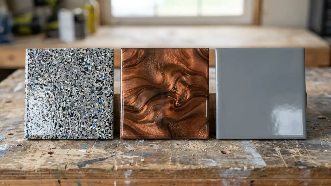 Flake vs Metallic vs Solid Color Garage Floors Compared | Music City Garage Floor Flake vs Metallic vs Solid Color Garage Floors Compared in Nashville and Middle Tennessee